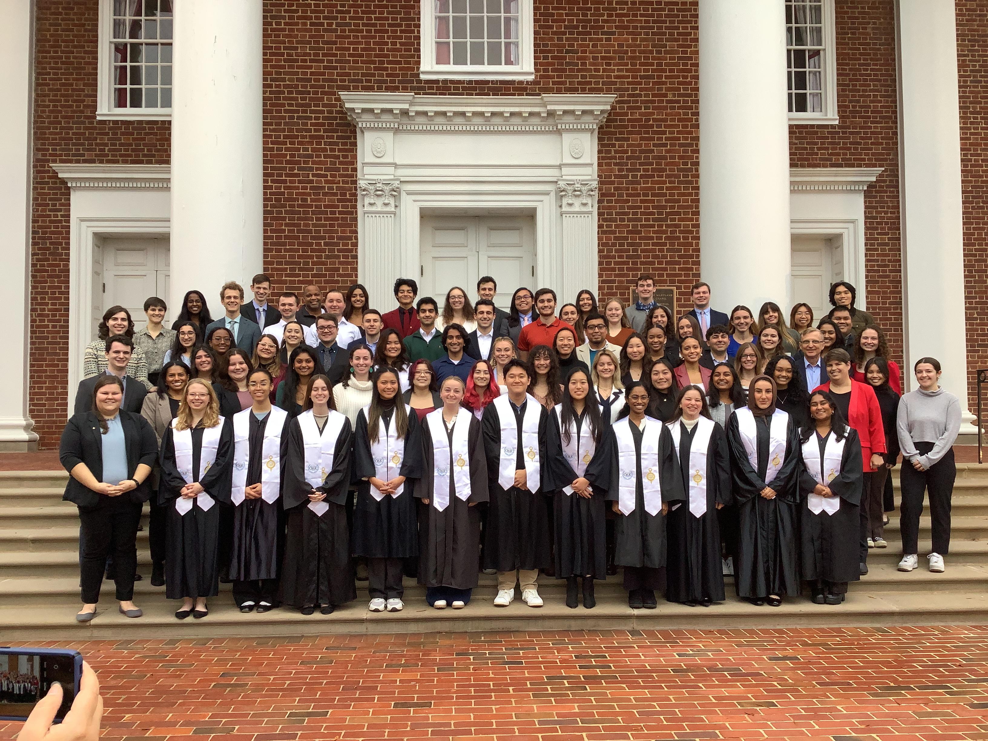 Induction class of Fall 2023 in front of the Memorial Chapel