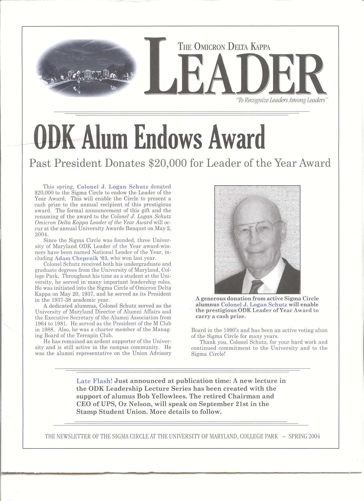 Front cover of Spring 2004 Newsletter
