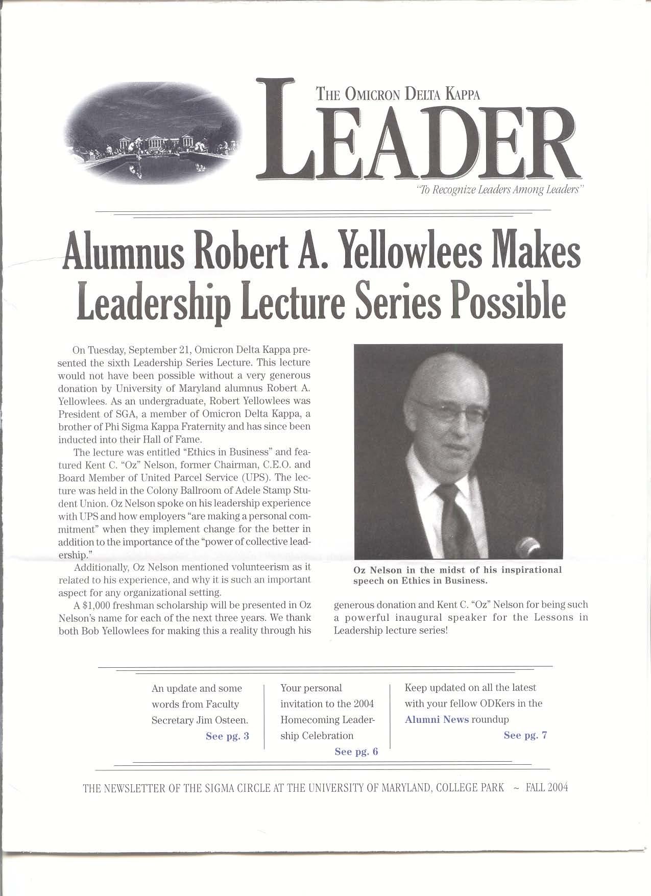 Front cover of Fall 2004 Newsletter