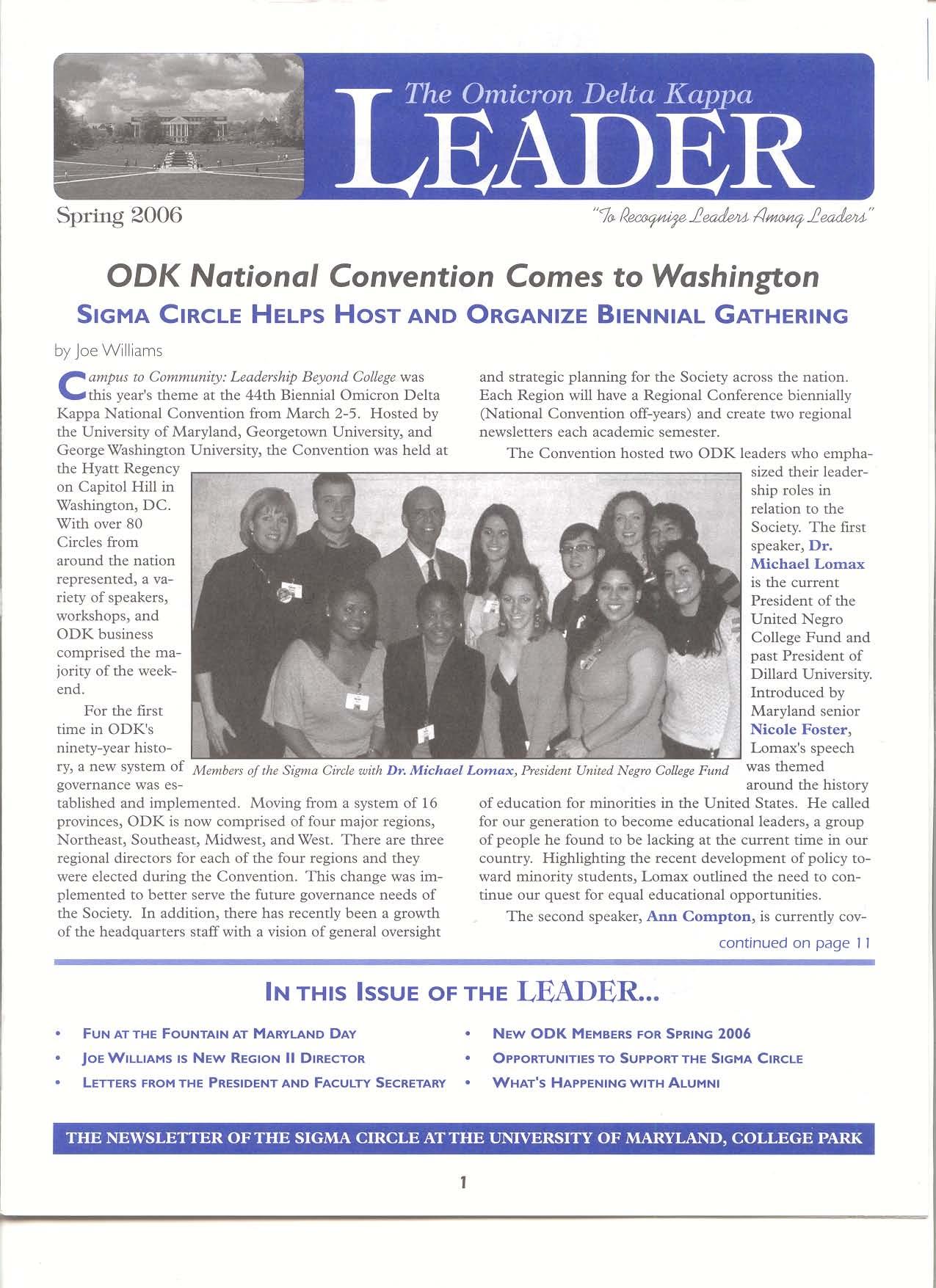 Front cover of Spring 2006 Newsletter