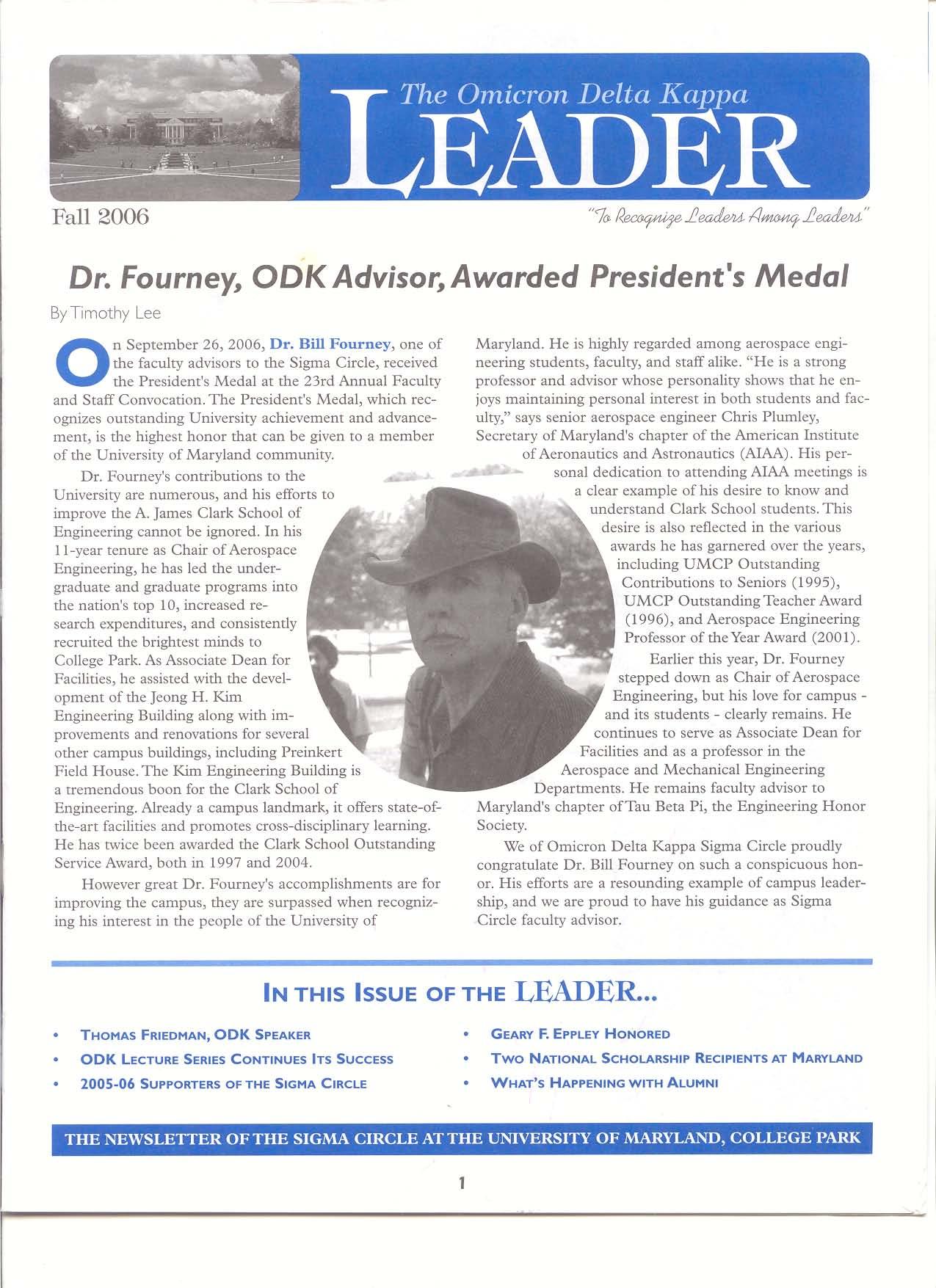 Front cover of Fall 2006 Newsletter