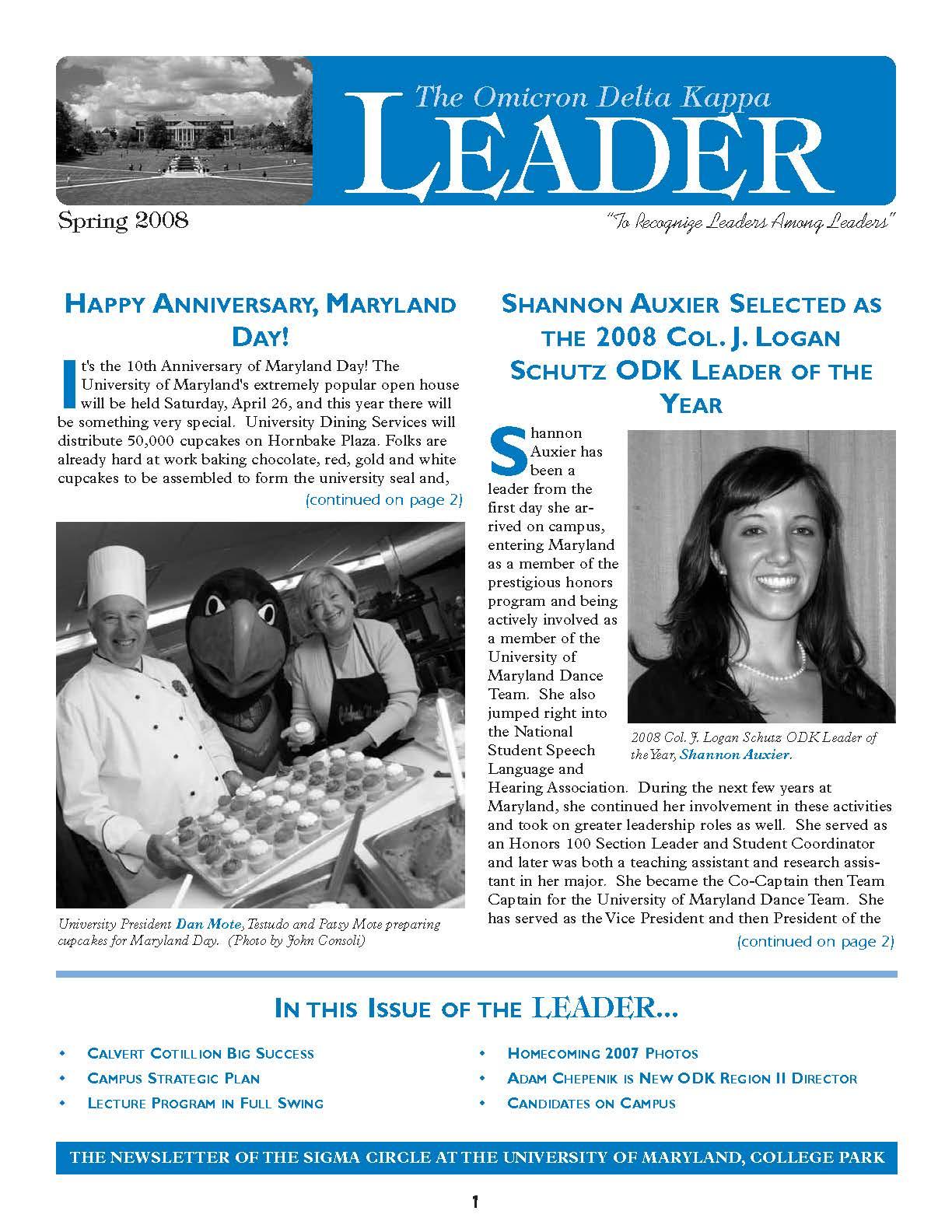 Front cover of Spring 2008 Newsletter