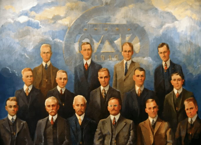 A canvas painted image of the 15 men founders of ODK
