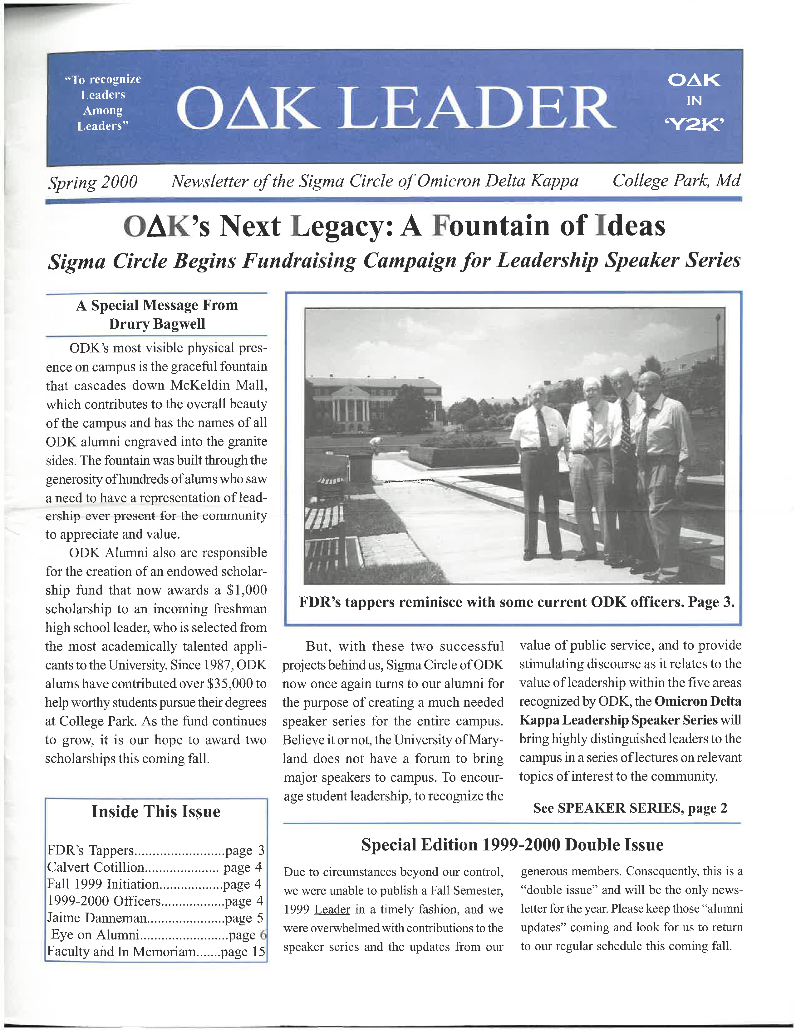 Front cover of Spring 2000 Newsletter