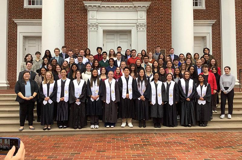 Induction class of Fall 2023 in front of the Memorial Chapel.