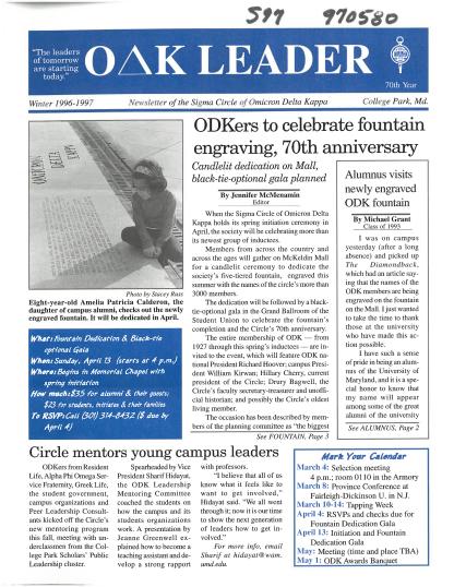 Front cover of Winter 1996-1997 Newsletter