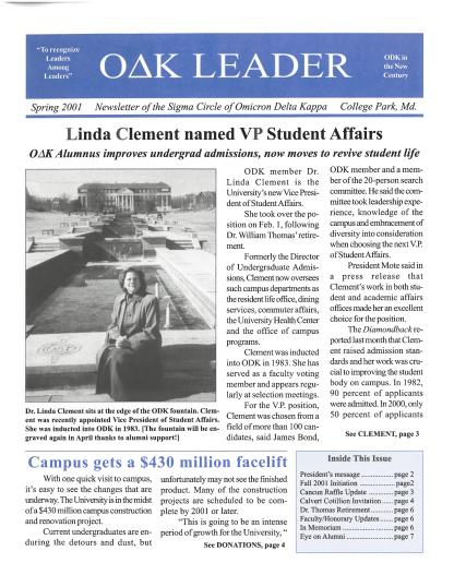 Front cover of Spring 2001 Newsletter